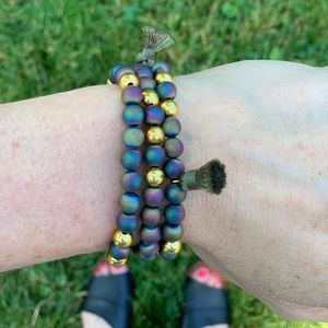 18k Gold Plated Hannah Druzy Tassel Bracelet